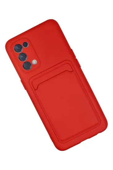 Newface Oppo Reno 5 Kılıf Kelvin Kartvizitli Silikon - Kırmızı resmi