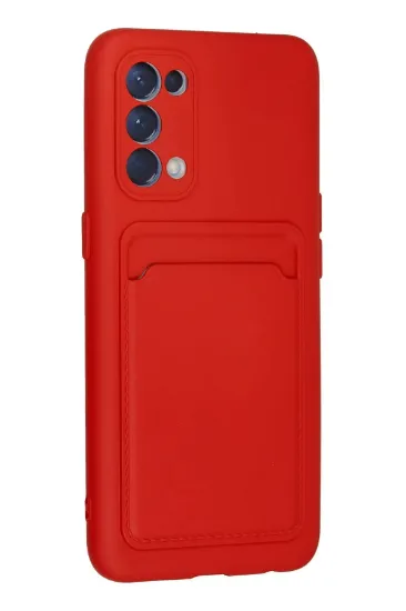 Newface Oppo Reno 5 Kılıf Kelvin Kartvizitli Silikon - Kırmızı resmi