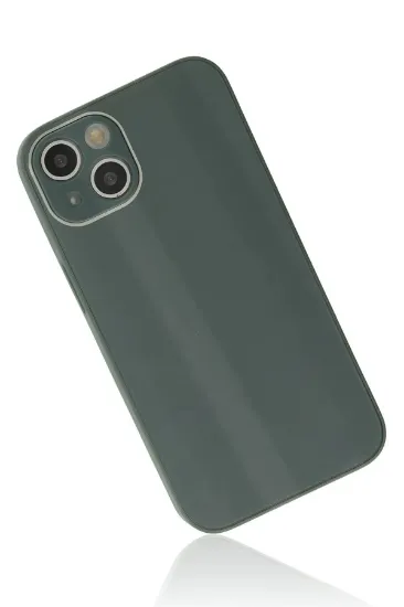 Newface iPhone 14 Plus Kılıf Glass Kapak - Koyu Yeşil resmi