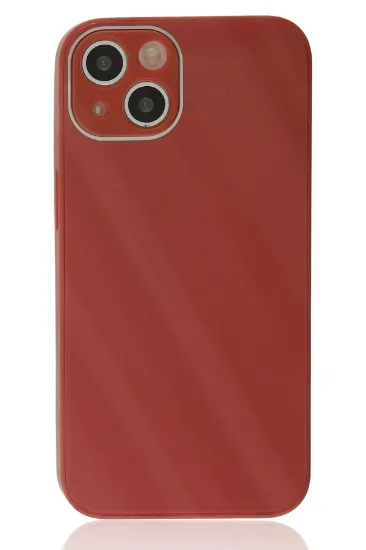 Newface iPhone 14 Plus Kılıf Glass Kapak - Bordo resmi