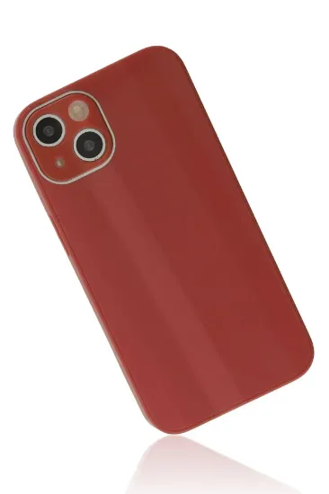 Newface iPhone 14 Plus Kılıf Glass Kapak - Bordo resmi