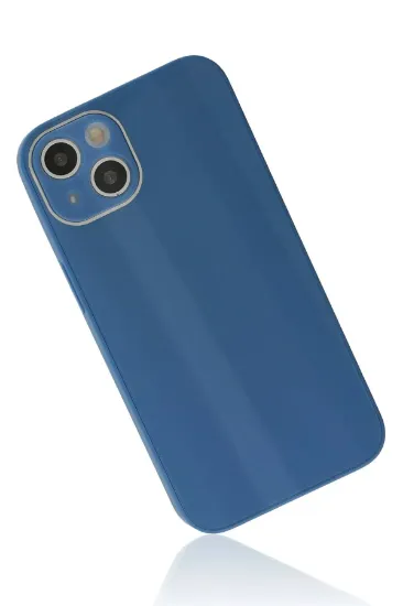Newface iPhone 14 Plus Kılıf Glass Kapak - Mavi resmi