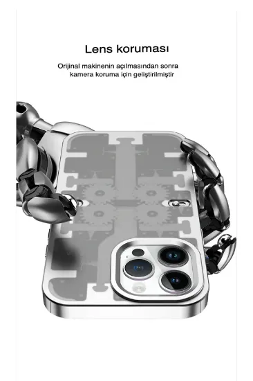 Newface iPhone 13 Pro Max Kılıf Mekanik Bumper Kapak - Mavi resmi
