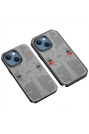 Newface iPhone 14 Kılıf Mekanik Bumper Kapak - Siyah resmi