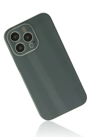 Newface iPhone 14 Pro Kılıf Glass Kapak - Koyu Yeşil resmi