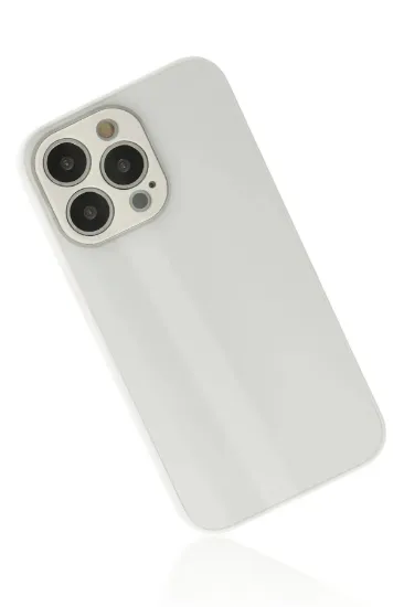 Newface iPhone 14 Pro Max Kılıf Glass Kapak - Beyaz resmi
