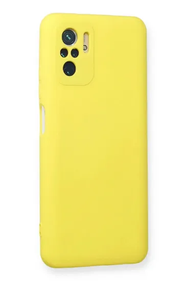 Newface Xiaomi Redmi Note 10 Kılıf Nano içi Kadife Silikon - Sarı resmi
