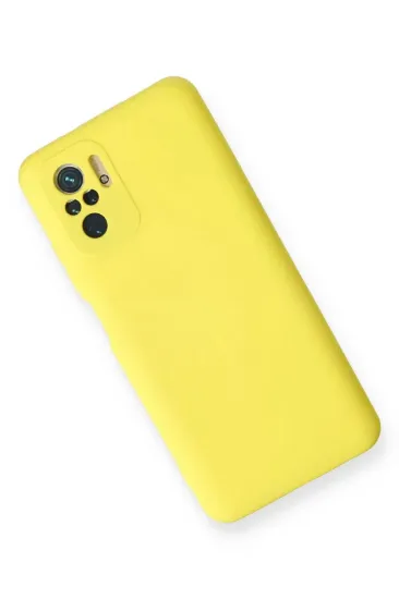 Newface Xiaomi Redmi Note 10 Kılıf Nano içi Kadife Silikon - Sarı resmi