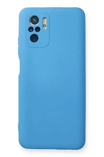 Newface Xiaomi Redmi Note 10 Kılıf Nano içi Kadife Silikon - Mavi resmi