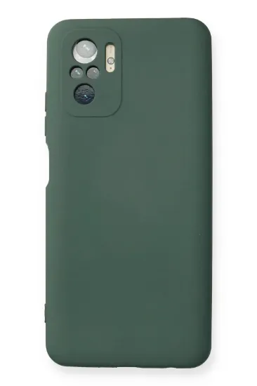 Newface Xiaomi Redmi Note 10 Kılıf Nano içi Kadife Silikon - Koyu Yeşil resmi