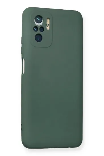 Newface Xiaomi Redmi Note 10 Kılıf Nano içi Kadife Silikon - Koyu Yeşil resmi