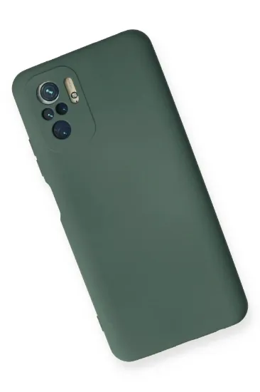 Newface Xiaomi Redmi Note 10 Kılıf Nano içi Kadife Silikon - Koyu Yeşil resmi