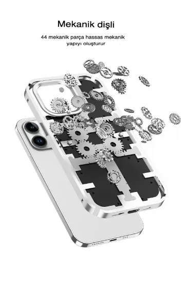 Newface iPhone 14 Pro Max Kılıf Mekanik Bumper Kapak - Siyah resmi