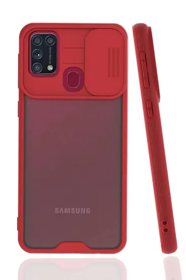 Newface Samsung Galaxy M31 Kılıf Platin Kamera Koruma Silikon - Kırmızı resmi
