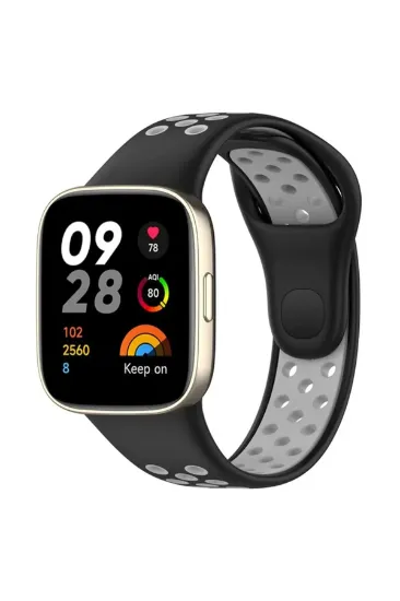 Newface Xiaomi Redmi Watch 3 Spor Delikli Kordon - Siyah-Gri resmi