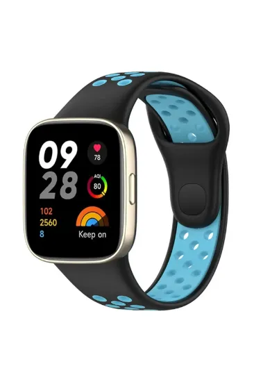 Newface Xiaomi Redmi Watch 3 Spor Delikli Kordon - Siyah-Mavi resmi