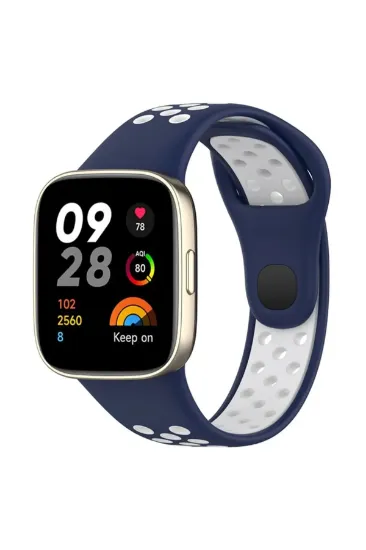 Newface Xiaomi Redmi Watch 3 Spor Delikli Kordon - Lacivert-Beyaz resmi