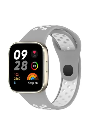 Newface Xiaomi Redmi Watch 3 Spor Delikli Kordon - Gri-Beyaz resmi