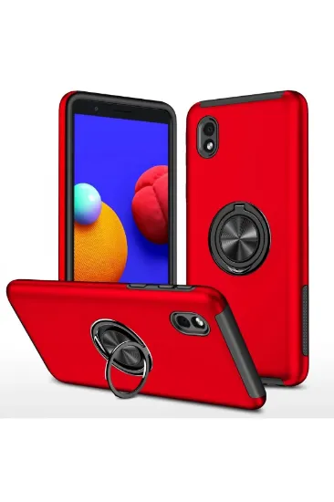 Newface Samsung Galaxy A01 Core Kılıf Elit Yüzüklü Kapak - Kırmızı resmi