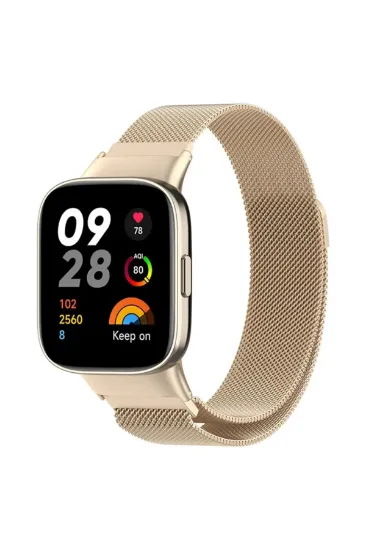 Newface Xiaomi Redmi Watch 3 Metal Mıknatıslı Kordon - Metalik Gold resmi