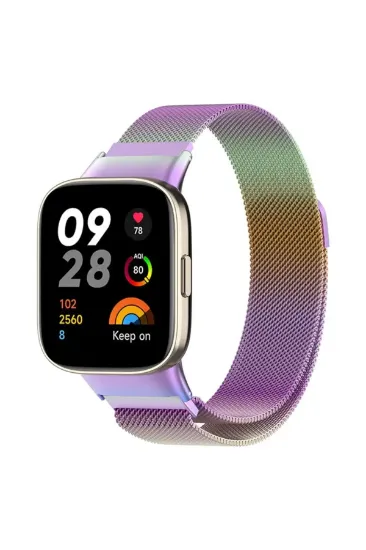 Newface Xiaomi Redmi Watch 3 Metal Mıknatıslı Kordon - Gökkuşağı resmi