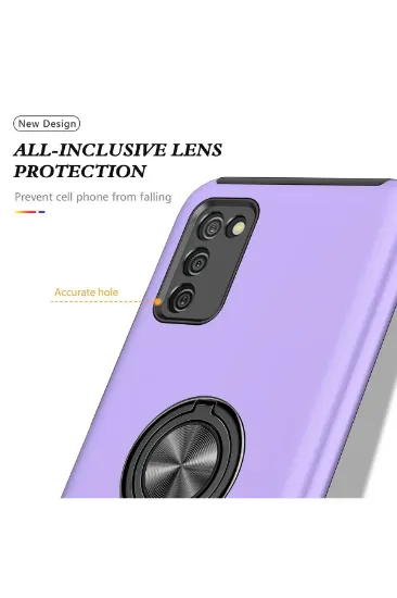 Newface Samsung Galaxy A02S Kılıf Elit Yüzüklü Kapak - Mor resmi