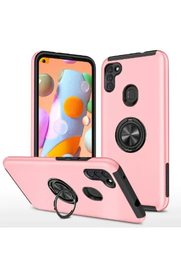 Newface Samsung Galaxy A11 Kılıf Elit Yüzüklü Kapak - Pembe resmi