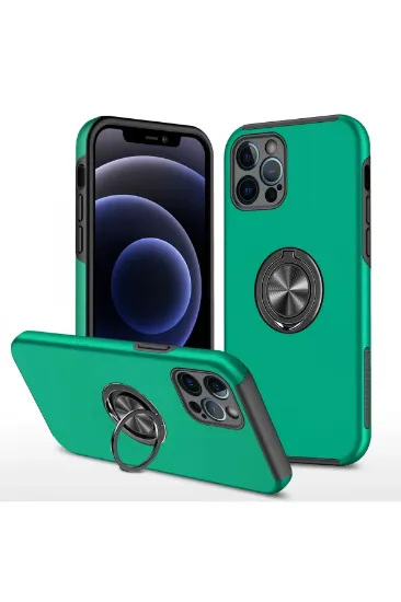 Newface iPhone 12 Pro Kılıf Elit Yüzüklü Kapak - Yeşil resmi