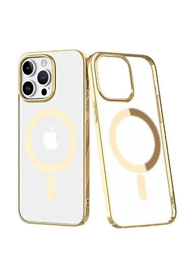 Newface iPhone 14 Pro Max Kılıf Element Magneticsafe Sert Kapak - Gold resmi