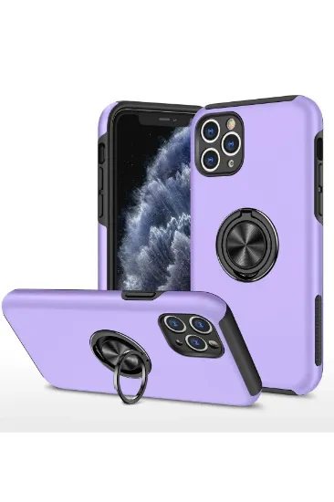 Newface iPhone 11 Pro Kılıf Elit Yüzüklü Kapak - Mor resmi