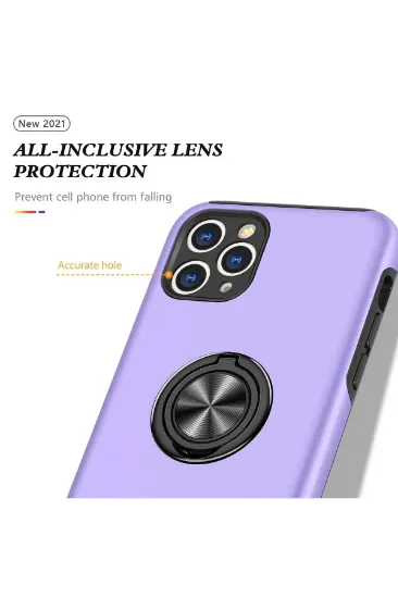 Newface iPhone 11 Pro Kılıf Elit Yüzüklü Kapak - Mor resmi