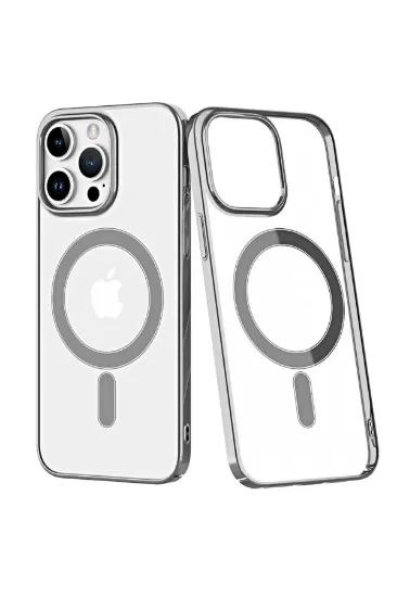 Newface iPhone 14 Pro Max Kılıf Element Magneticsafe Sert Kapak - Gümüş resmi