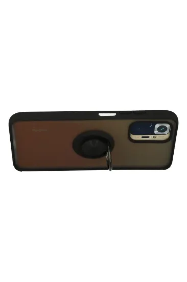 Newface Xiaomi Redmi Note 10 Kılıf Montreal Yüzüklü Silikon Kapak - Siyah resmi