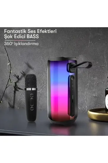 Newface Pluse 5 Mikrofonlu RGB Kablosuz Hoparlör - Siyah resmi