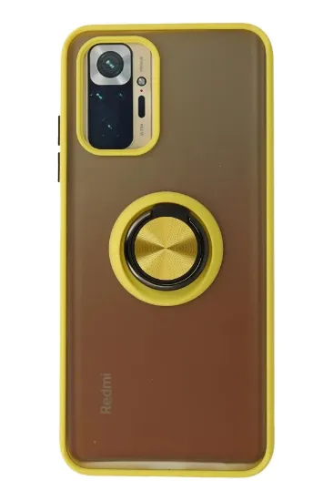 Newface Xiaomi Redmi Note 10 Kılıf Montreal Yüzüklü Silikon Kapak - Sarı resmi