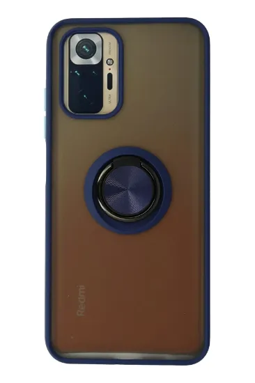 Newface Xiaomi Redmi Note 10 Kılıf Montreal Yüzüklü Silikon Kapak - Lacivert resmi