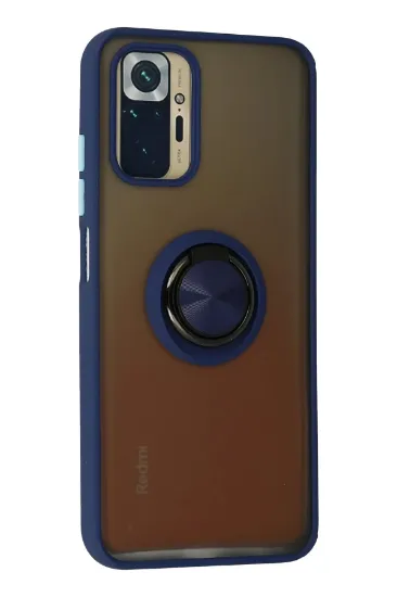 Newface Xiaomi Redmi Note 10 Kılıf Montreal Yüzüklü Silikon Kapak - Lacivert resmi