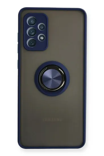 Newface Samsung Galaxy A32 Kılıf Montreal Yüzüklü Silikon Kapak - Lacivert resmi