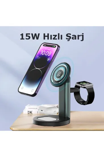 Newface S36-A 3in1 Kablosuz Şarj Masaüstü Set - Siyah resmi