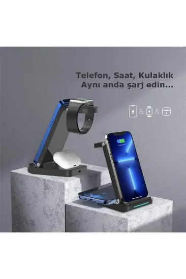 Newface S90 4in1 Kablosuz Şarj Masaüstü Set - Siyah resmi