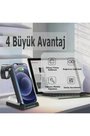 Newface S90 4in1 Kablosuz Şarj Masaüstü Set - Siyah resmi