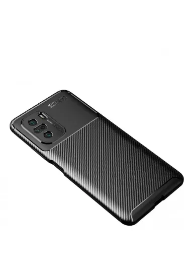 Newface Xiaomi Poco F3 Kılıf Auto Focus Karbon Kapak - Siyah resmi