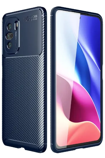 Newface Xiaomi Poco F3 Kılıf Auto Focus Karbon Kapak - Lacivert resmi