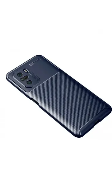Newface Xiaomi Poco F3 Kılıf Auto Focus Karbon Kapak - Lacivert resmi