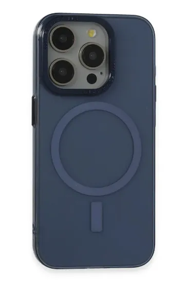 Newface iPhone 15 Pro Kılıf Anka PC Magneticsafe Sert Metal Kapak - Lacivert resmi