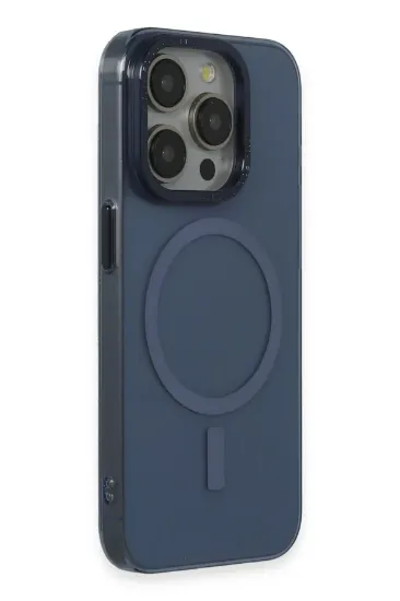 Newface iPhone 15 Pro Max Kılıf Anka PC Magneticsafe Sert Metal Kapak - Lacivert resmi