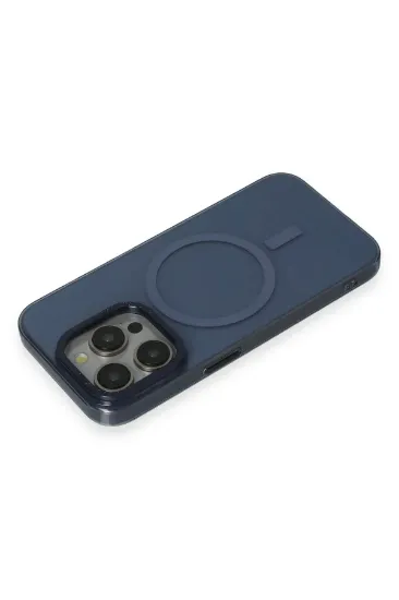 Newface iPhone 15 Pro Max Kılıf Anka PC Magneticsafe Sert Metal Kapak - Lacivert resmi
