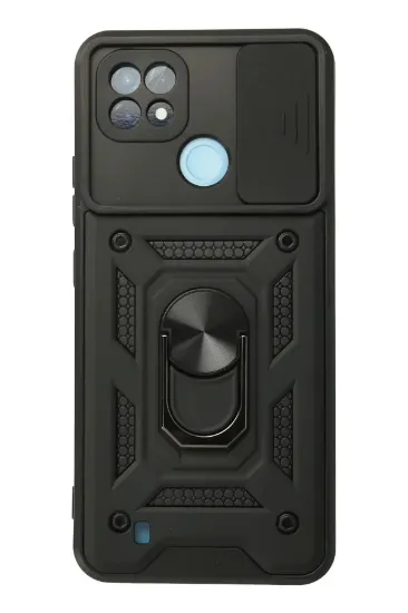 Newface Realme C21 Kılıf Pars Lens Yüzüklü Silikon - Siyah resmi