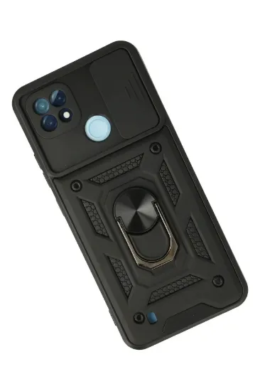 Newface Realme C21 Kılıf Pars Lens Yüzüklü Silikon - Siyah resmi