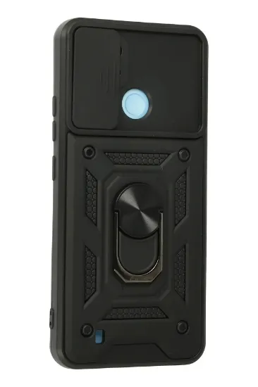 Newface Realme C21 Kılıf Pars Lens Yüzüklü Silikon - Siyah resmi